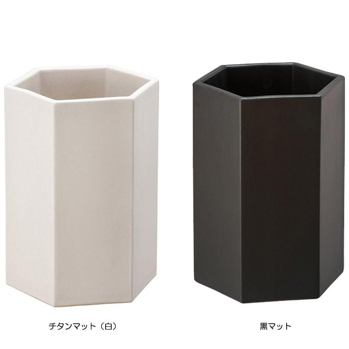 プランター 植木鉢 六角鉢 Lサイズ 底穴あり 幅30×26×40cm チタンマット(白) 黒マット 陶器 ガーデニング 園芸用品_2
