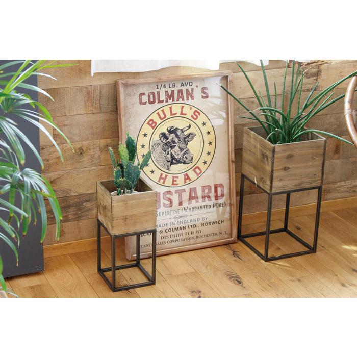 プランター フラワースタンド アイアン スタンド ウッド ボックス LL