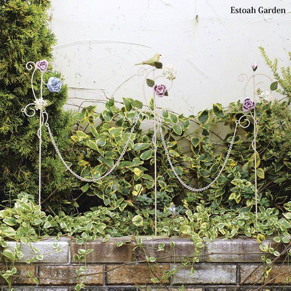 花壇 フェンス ガーデニング ミニフェンス チェーンピック ブルーム ブラウン バラと小鳥のオーナメント Z0115 Stk エストアガーデン 通販 Yahoo ショッピング