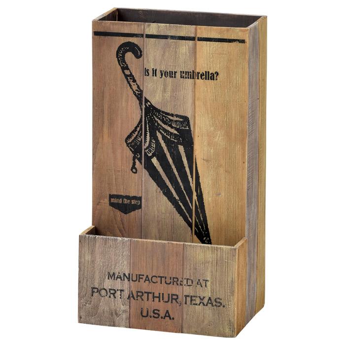 傘立て かさ立て ウッド調 ヴィンテージ ボックス 木目 木 樹脂製 玄関