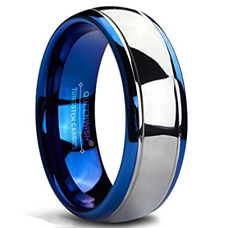 かわいい！ for Rings Tungsten Black 8mm QUEENWISH Men R並行輸入品 Engagement Bands Wedding Women 指輪