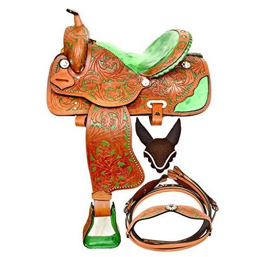 Y&Z Enterprises Premium Leather Western Horse Saddle Tack Size 15 to 18 Inch Seat Available 15 to 18 Inch Seat Available Headstall and Stirrup Size 