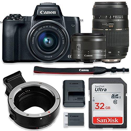 【税込】 EOS Canon M50 M EF-M) to (EF/EF-S Auto + Lenses LD Di 70-300mm Tamron & STM is 15-45mm EF-M w/Canon Bundle (Black) Camera Digital Mirrorless その他カメラ