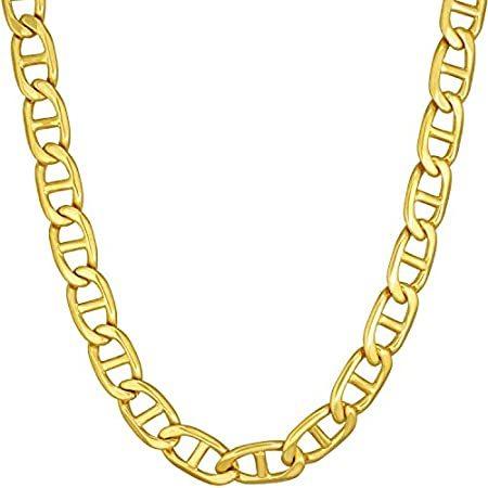 Lifetime Jewelry ゴールドネックレス 男女兼用 6mmマリナーリンクチェーン 20倍 本物の24Kメッキ加工 ゴールド並行輸入品