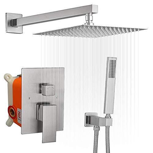 ZUKKI 真鍮レインセッティング シャワー蛇口 10インチ 正方形 天井マウント バスルーム レインミキサー シャワー、バス水栓 専門ショップ