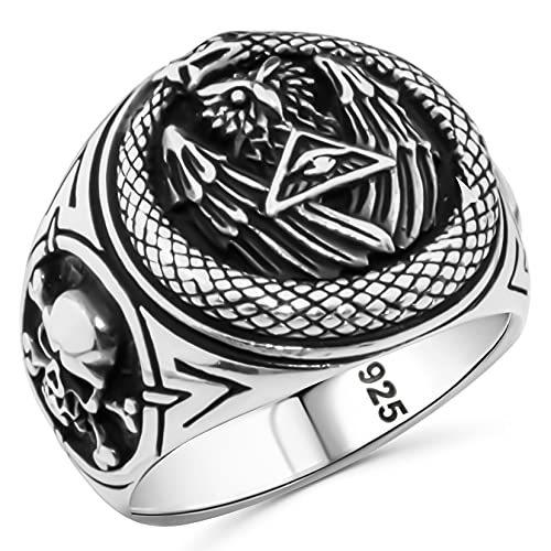 １着でも送料無料 フリーメイソンリング スターリングシルバー 925 ソリッド メンズ プロビデ イルミナティ フクロウと目 指輪 Readingtherapycenter Com