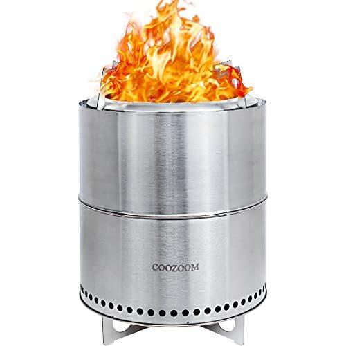 COOZOOM 15´´ Portable Smokeless Fire Pit with Stand Stainless