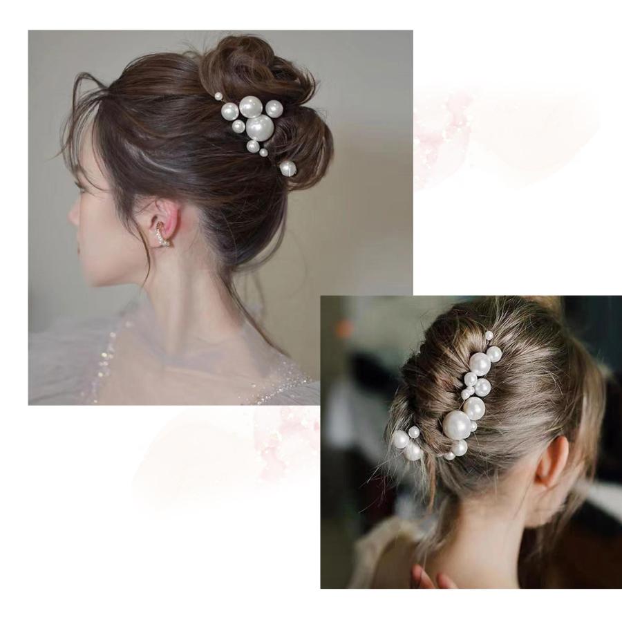 EsuonHappiness 髪飾 Uピン パール ヘアアクセサリー ヘッドドレス 髪 