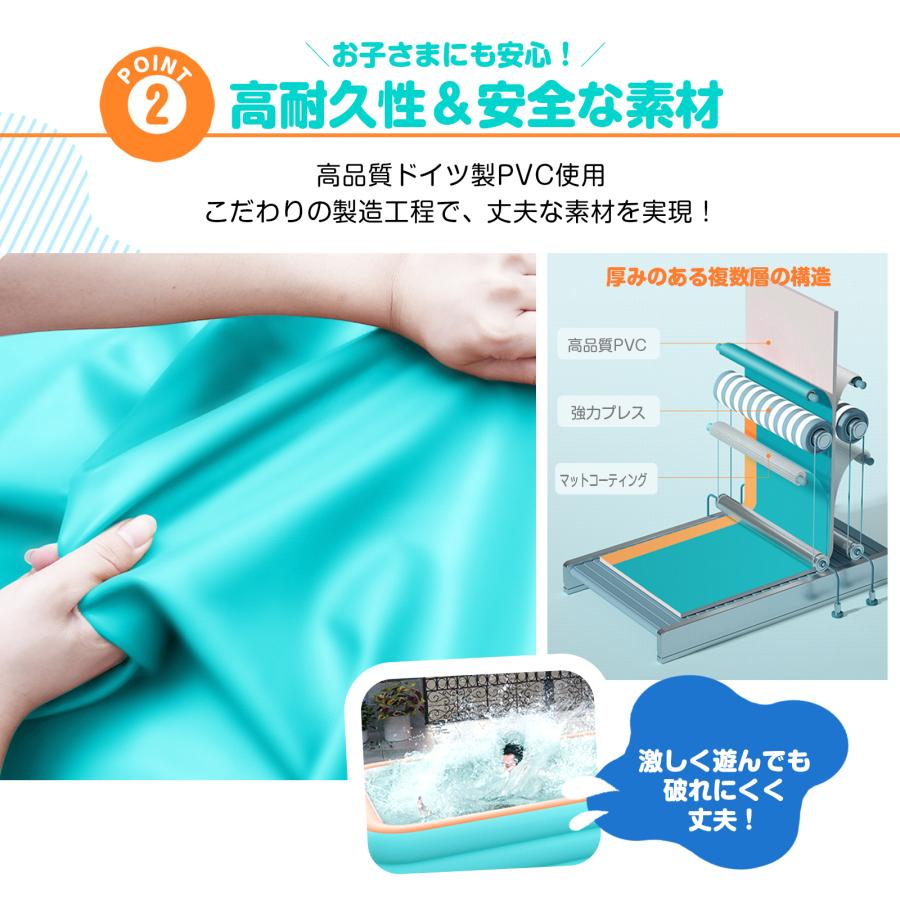 ファミリープール 210cm 色グリーン プール ビニールプール 2.1m ファミリープール 幅210cm×奥行145cm×高さ