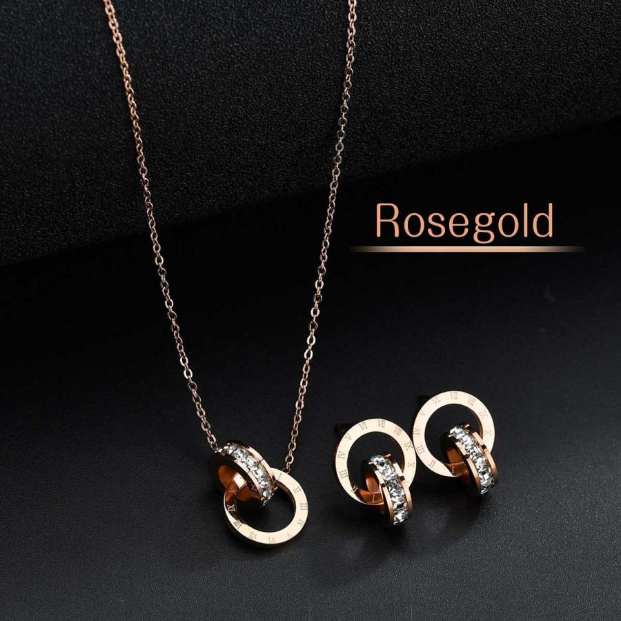 SWAROVSKI サークル ピアス ネックレス　ゴールドカラー　2点セット EsuonHappiness ネックレス ピアス セット チェーン レディース 文字盤