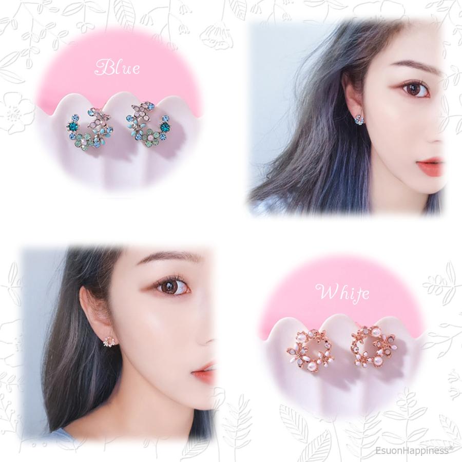 EsuonHappiness ピアス スワロフスキー フラワーリース サークル
