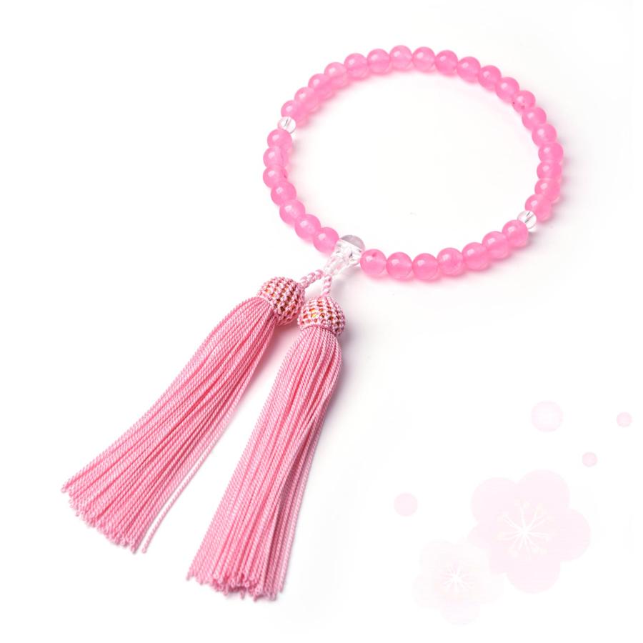 EsuonHappiness 数珠 女性 女性用 数量限定 桜桃色 本水晶 EsuonHappiness 数珠 女性 女性用 数量限定 桜桃色 本水晶