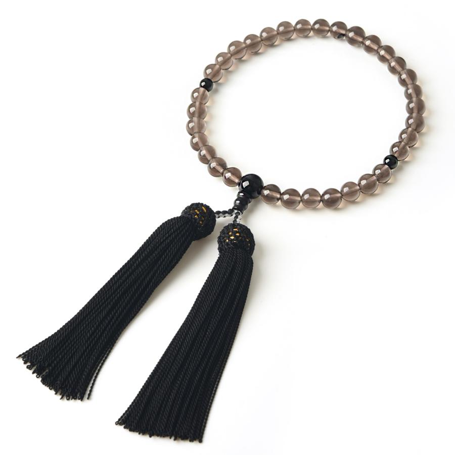 EsuonHappiness 数珠 女性用 男性用 茶水晶 オニキス 8mm 高級 数珠