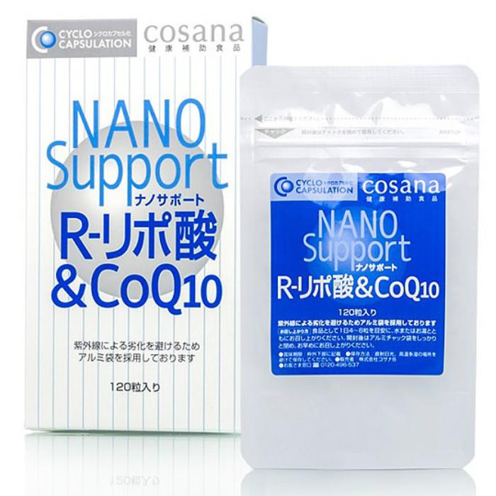 ナノサポート シクロカプセル化 R-リポ酸＆CoQ10 212mg 120粒 天然型R体α-リポ酸配合 コサナ サプリメント｜esupple-tokyo