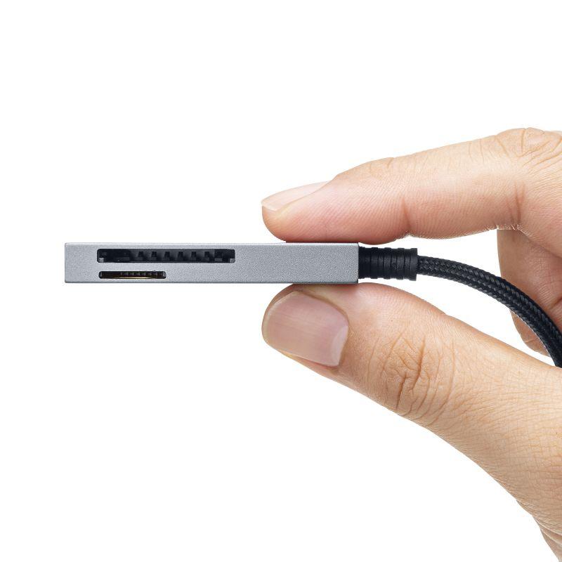 USB3.2 Gen1カードリーダー SD/microSDカードリーダー USB A接続 超薄型 コンパクト メッシュケーブル シルバー ADR-3MSD2S サンワサプライ｜esupply｜09