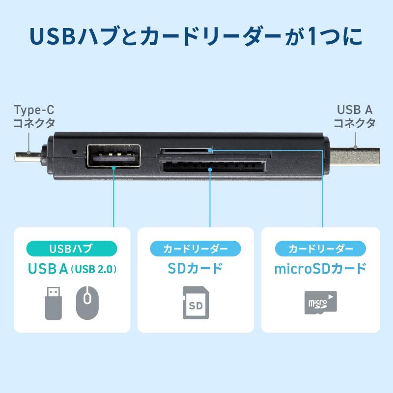 SANWA SUPPLY（サンワサプライ） SD/microSDカードリーダー USB Type-C