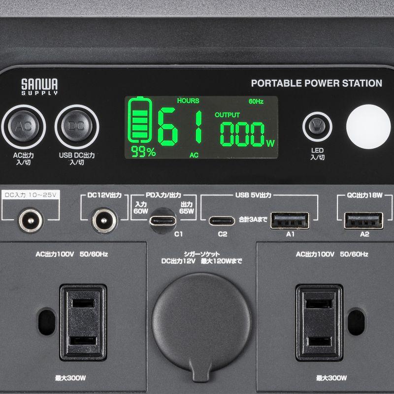 SANWA SUPPLY（サンワサプライ） ポータブル電源 容量296Wh AC出力