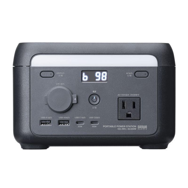 ポータブル電源 102.4Wh AC出力 200W 持ち運び 軽量 USB PD65W 32000mAh LEDライト付き 停電 災害 車中泊 ノートパソコン BTL-RDC45の画像