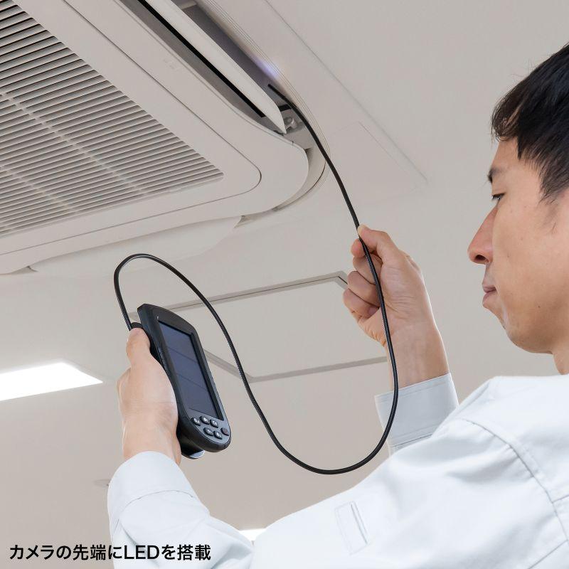 ファイバースコープ 工業用内視鏡カメラ IP67コンパクト ハンディタイプ 5.2mm 防水 スネークカメラ ボアスコープ 4.3インチモニター CMS-ES03SET-1の画像