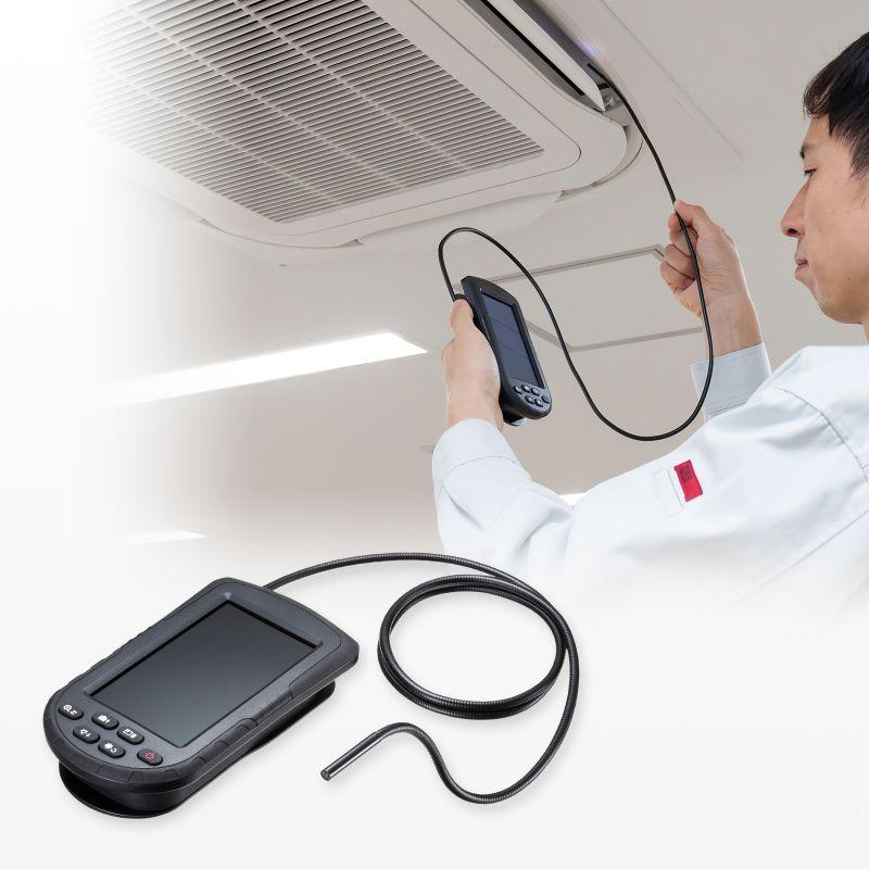 ファイバースコープ 工業用内視鏡カメラ IP67コンパクト ハンディタイプ 5.2mm 防水 スネークカメラ ボアスコープ 4.3インチモニター CMS-ES03SET-1の画像