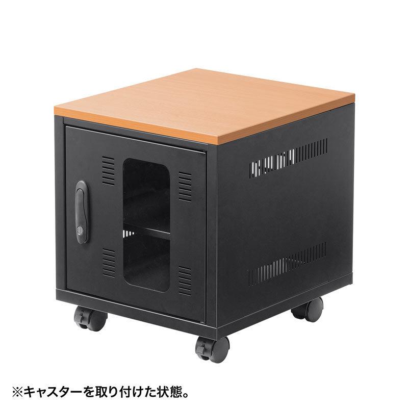 小型機器収納ボックス W400 D450mm 木目天板 扉付き 鍵付き ケーブル口つき CP-KBOX4BK サンワサプライ 代引き不可 個人様宅への配送不可_9