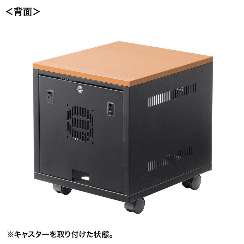 小型機器収納ボックス W400 D450mm 木目天板 扉付き 鍵付き ケーブル口つき CP-KBOX4BK サンワサプライ 代引き不可 個人様宅への配送不可_10