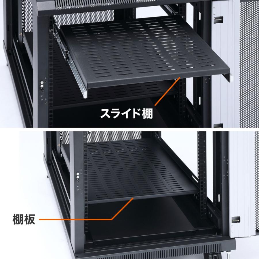サーバーラック 19インチ 12U 幅60cm 奥行110cm 高さ72cm 扉 鍵 データセンター 小型 機器収納ボックス CP-SVC12U サンワサプライ_3