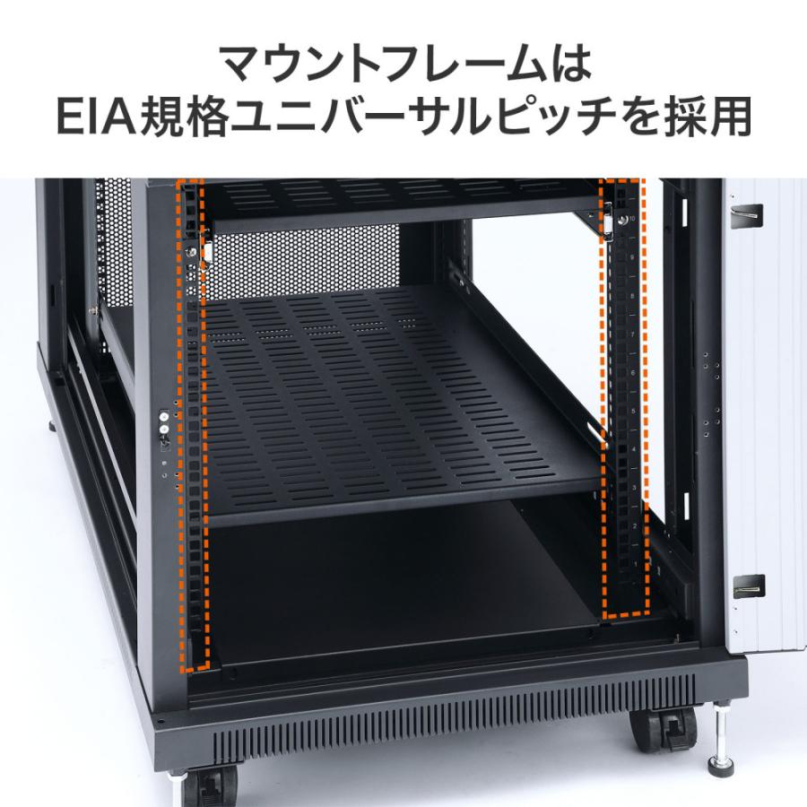 サーバーラック 19インチ 12U 幅60cm 奥行110cm 高さ72cm 扉 鍵 データセンター 小型 機器収納ボックス CP-SVC12U サンワサプライ_4