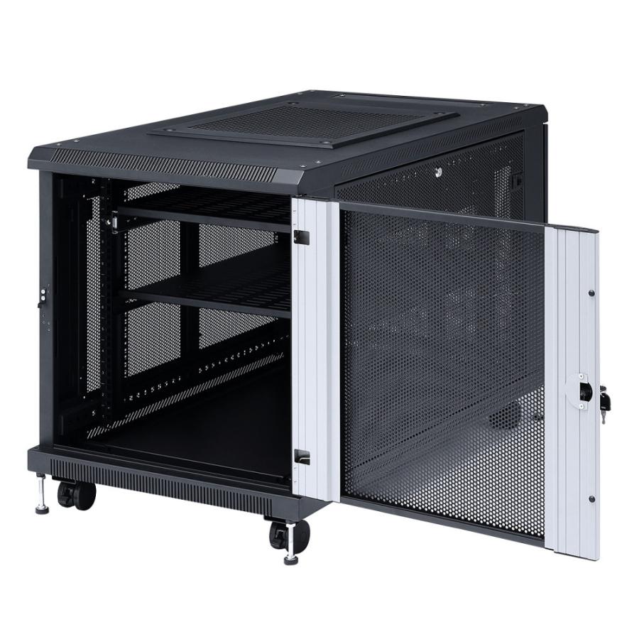 サーバーラック 19インチ 12U 幅60cm 奥行110cm 高さ72cm 扉 鍵 データセンター 小型 機器収納ボックス CP-SVC12U サンワサプライ_2