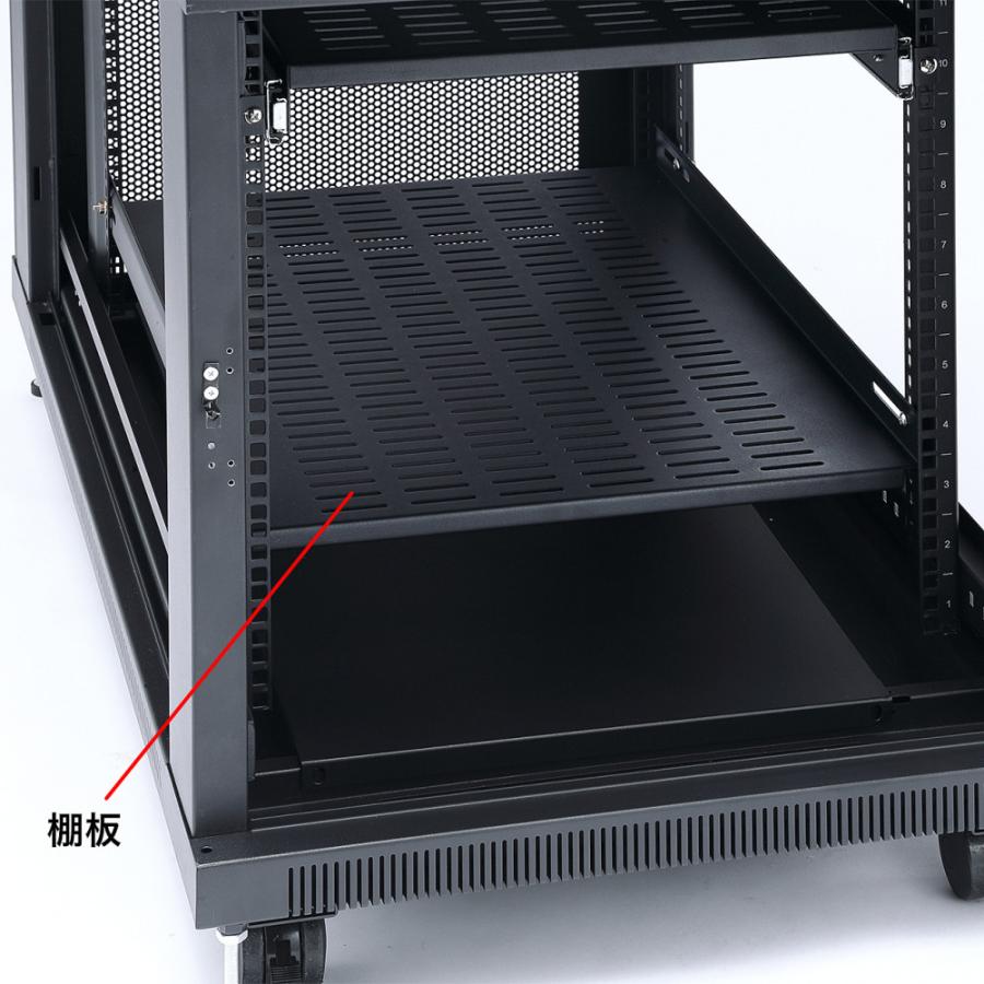 サーバーラック 19インチ 12U 幅60cm 奥行110cm 高さ72cm 扉 鍵 データセンター 小型 機器収納ボックス CP-SVC12U サンワサプライ_8