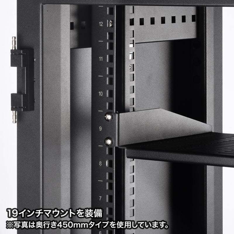 サーバーラック 小型 19インチ 12U 奥行き60cm 横幅60cm 高さ66cm 機器収納ボックス キャスター 鍵 セキュリティ 扉 CP-SVCBOX6BK サンワサプライ