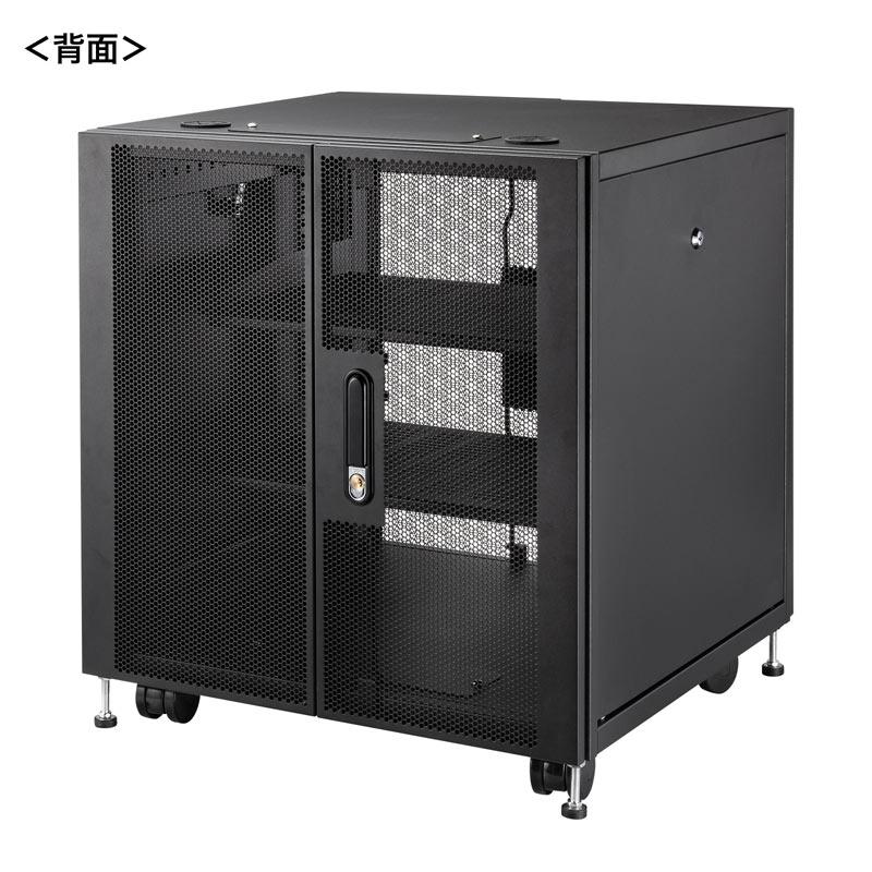 サーバーラック 小型 19インチ 12U 奥行き60cm 横幅60cm 高さ66cm 機器収納ボックス キャスター 鍵 セキュリティ 扉 CP-SVCBOX6BK サンワサプライ