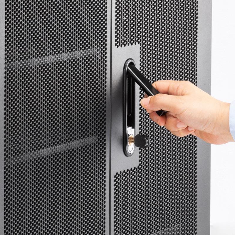 サーバーラック 小型 19インチ 12U 奥行き60cm 横幅60cm 高さ66cm 機器収納ボックス キャスター 鍵 セキュリティ 扉 CP-SVCBOX6BK サンワサプライ