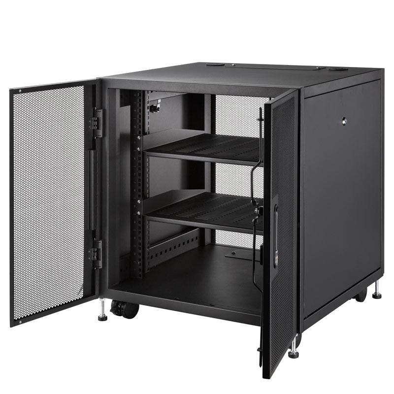 サーバーラック 小型 19インチ 12U 奥行き60cm 横幅60cm 高さ66cm 機器収納ボックス キャスター 鍵 セキュリティ 扉 CP-SVCBOX6BK サンワサプライ