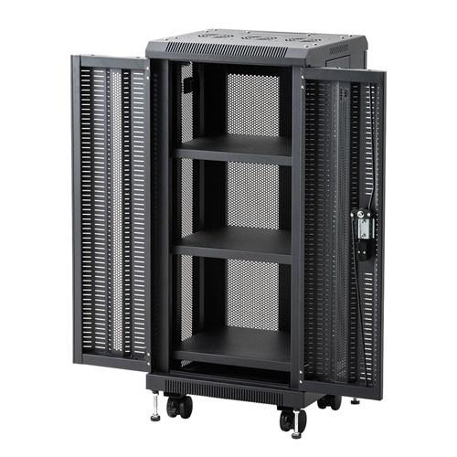 サーバーラック タワー型 機器収納 メッシュパネル 高さ100cm 横幅45cm 鍵 ネットワーク機器 CP-SVCMULT6 サンワサプライの画像
