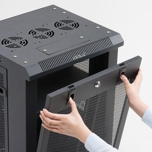 サーバーラック タワー型 機器収納 メッシュパネル 高さ100cm 横幅45cm 鍵 ネットワーク機器 CP-SVCMULT6 サンワサプライの画像