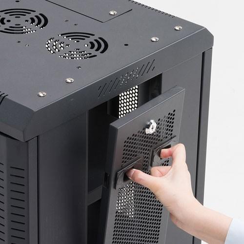サーバーラック タワー型 機器収納 メッシュパネル 高さ100cm 横幅45cm 鍵 ネットワーク機器 CP-SVCMULT6 サンワサプライの画像