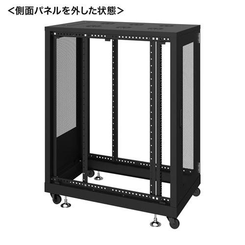 サーバーラック 19インチ 24U 中型 メッシュパネル 奥行100cm ブラック CP-SVN2410MBKN サンワサプライ 代引不可 個人様宅への配送不可の画像