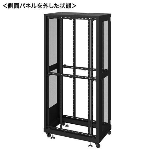 サーバーラック 19インチ 42U データセンター 大型 メッシュパネル 奥行90cm ブラック CP-SVN4290MBKN サンワサプライの画像