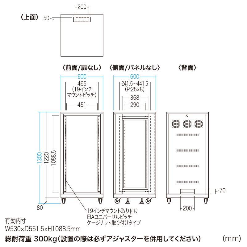 サーバーラック 19インチ 中型 24U 奥行60cm パネル仕様 CP-SVNA2460BK サンワサプライ 代引き不可 個人様宅への配送不可の画像