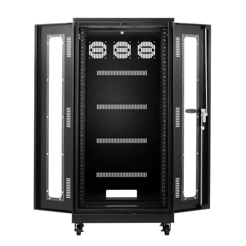 サーバーラック 19インチ 中型 24U 奥行60cm パネル仕様 CP-SVNA2460BK サンワサプライ 代引き不可 個人様宅への配送不可の画像