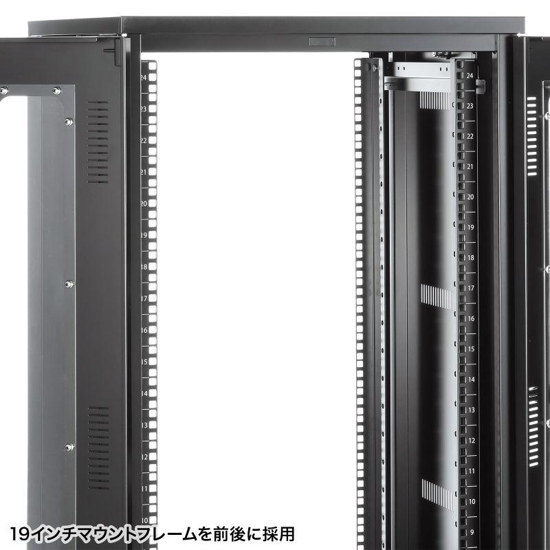 サーバーラック 19インチ 中型 24U 奥行60cm パネル仕様 CP-SVNA2460BK サンワサプライ 代引き不可 個人様宅への配送不可の画像