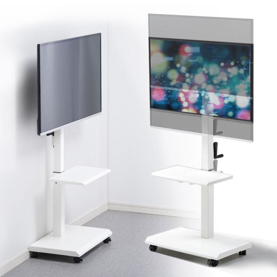 SANWA SUPPLY テレビスタンド 壁寄せ キャスター テレビをつけた SANWA SUPPLY テレビスタンド 壁寄せ キャスター テレビをつけた