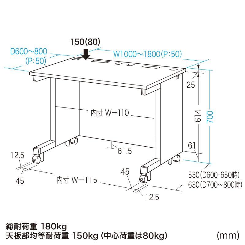eデスク オフィスデスク ブラック 幅100cm 奥行80cm 高さ70cm ED-SK10080BK サンワサプライ 代引き不可 個人様宅への配送不可の画像