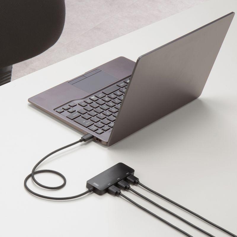 訳あり新品 Type-C HDMI 変換アダプタ 3ポート 4K/60Hz対応 ケーブル長0.5m HDMI3つ 3画面出・ AD-ALCMST3HD2 サンワサプライ 外装に傷・汚れあり ネコポス対応の画像