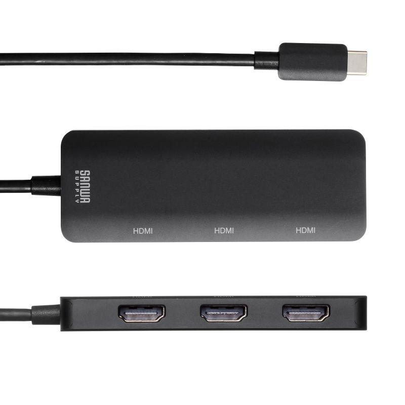 訳あり新品 Type-C HDMI 変換アダプタ 3ポート 4K/60Hz対応 ケーブル長0.5m HDMI3つ 3画面出・ AD-ALCMST3HD2 サンワサプライ 外装に傷・汚れあり ネコポス対応の画像