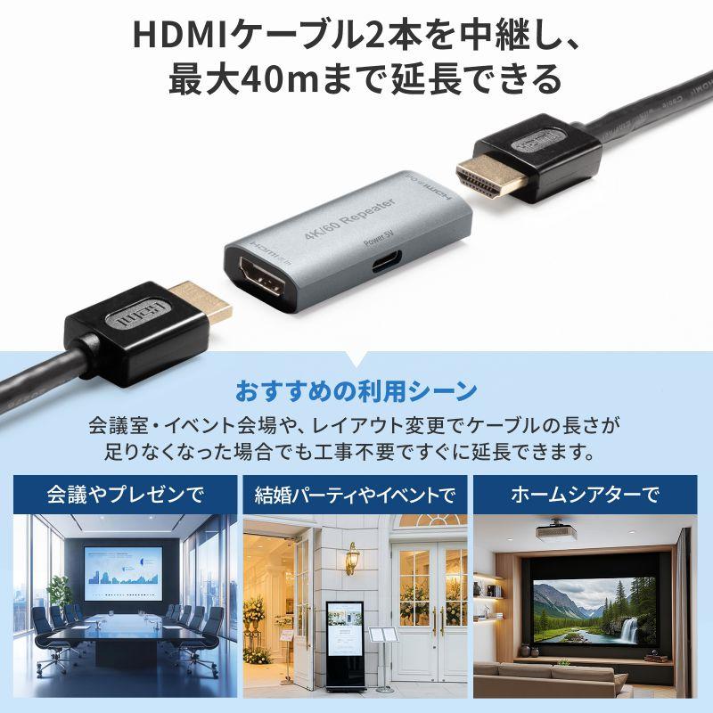 SANWA SUPPLY（サンワサプライ） 訳あり新品 HDMI延長アダプタ 中継アダプタ 4K/60Hz HDR 対応 最大40m延長 ...