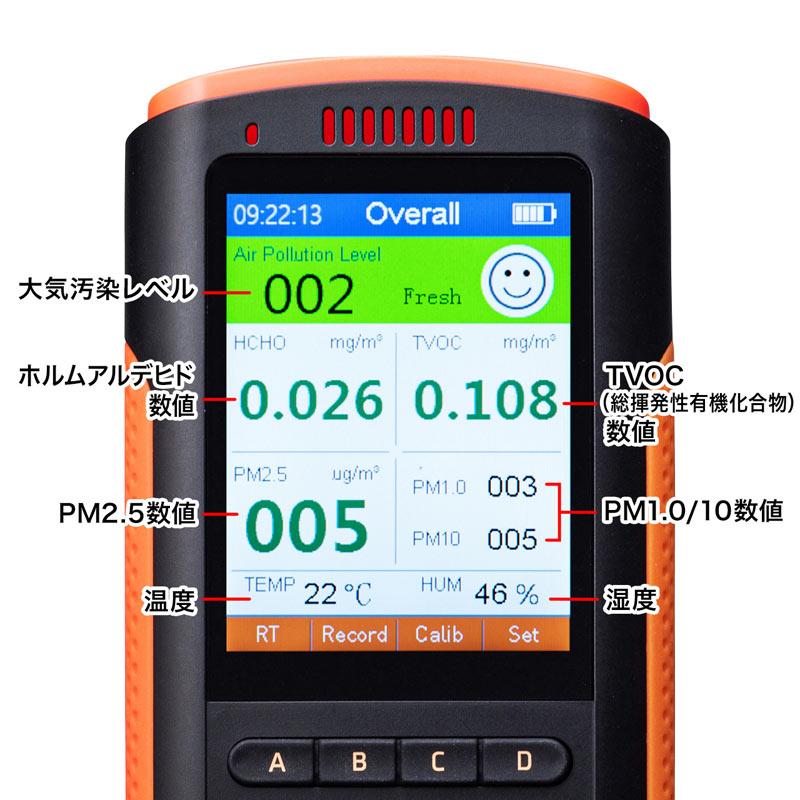 訳あり新品 PM2.5測定器 PM1.0 PM10 ホルムアルデヒド TVOC バッテリー内蔵 CHE-PM25 外装に傷・汚れあり