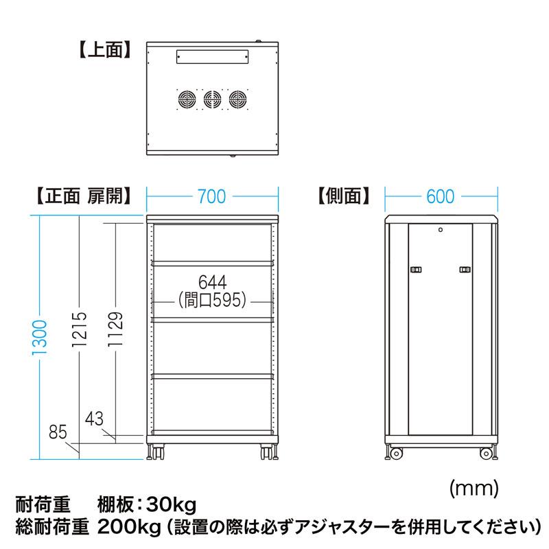 訳あり新品 機器収納ラック タワー型 鍵付 ネットワーク機器 メッシュ 高さ130cm 幅70cm CP-SVCMULT2 サンワサプライ 外装に傷・汚れあり_12