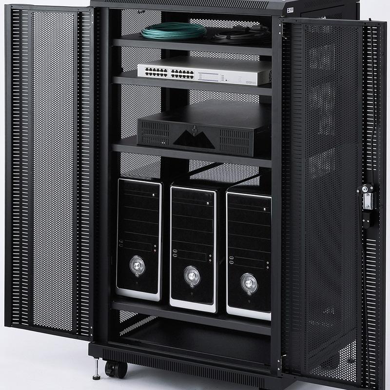 訳あり新品 機器収納ラック タワー型 鍵付 ネットワーク機器 メッシュ 高さ130cm 幅70cm CP-SVCMULT2 サンワサプライ 外装に傷・汚れあり_2